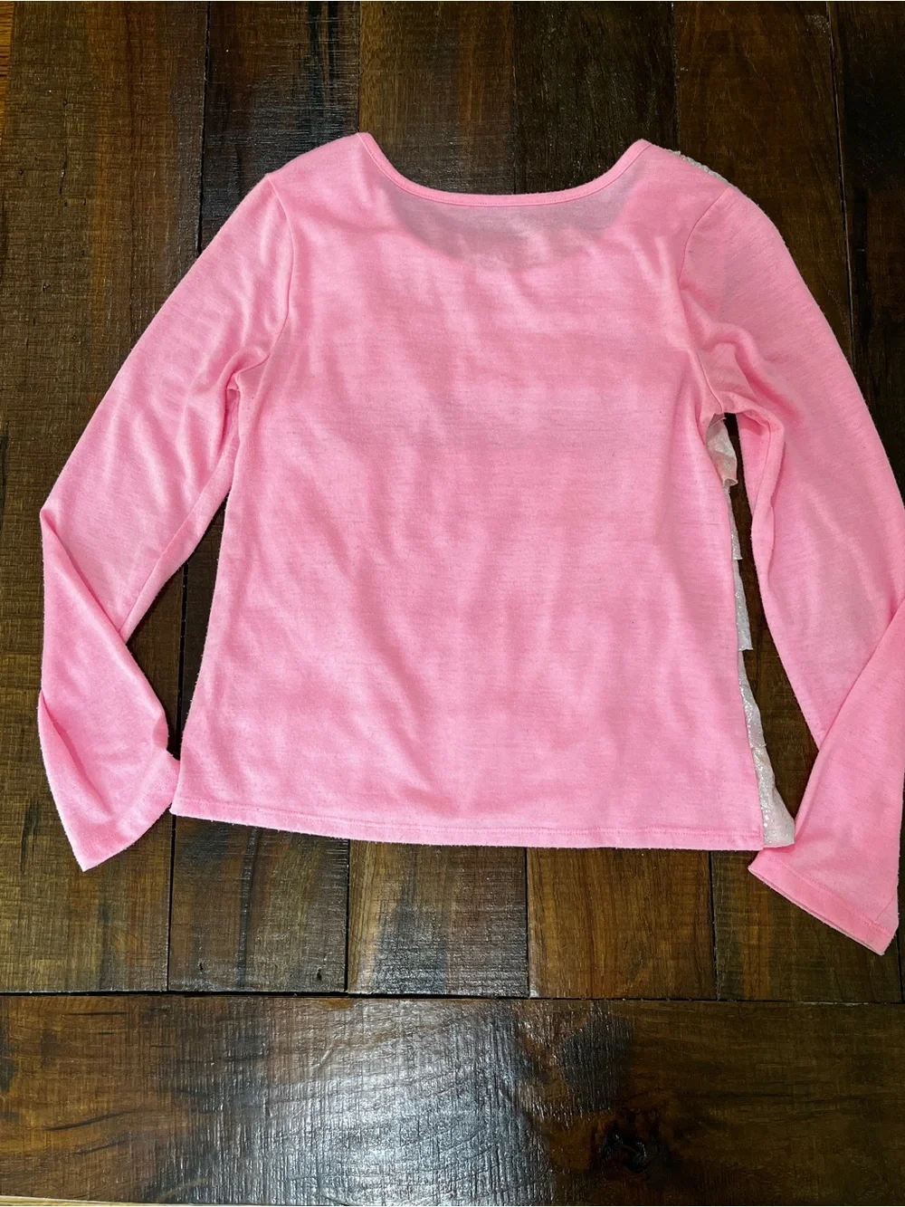 Y2K Justice Pink Ruffle Sparkle Long-Sleeve Top for Girls